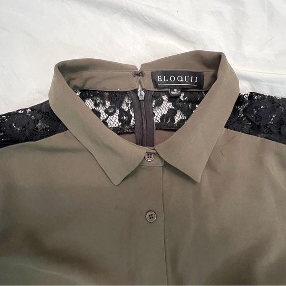 NWOT Eloquii Green/Black Lace Accent Jumpsuit - Picture 4 of 6